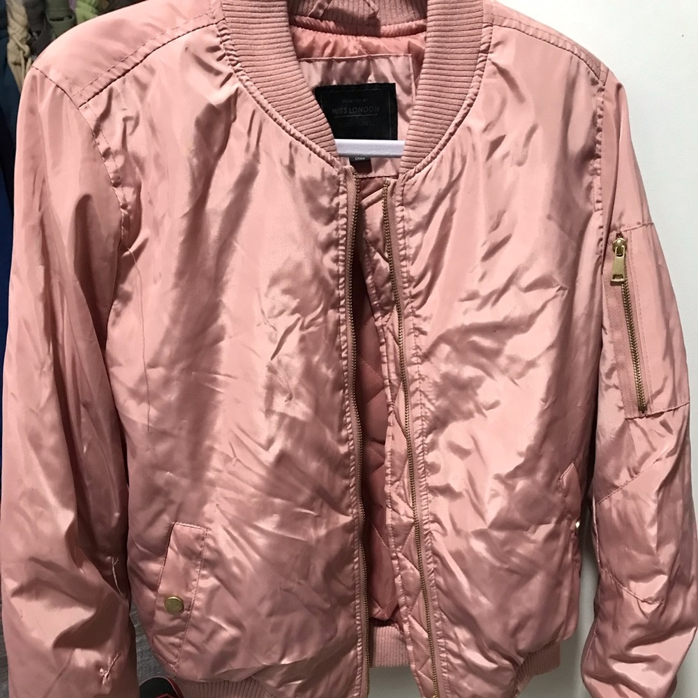 Blush pink bomber jacket